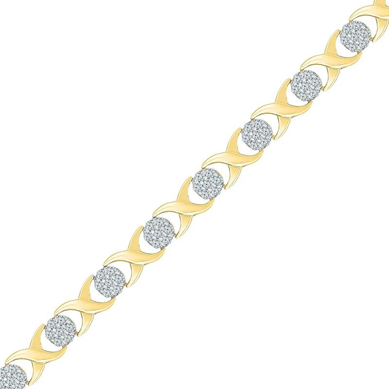 &ldquo;XO&rdquo; Diamond Cluster Bracelet in 10K Yellow Gold &#40;1 ct. tw.&#41; – Image 2 of 2