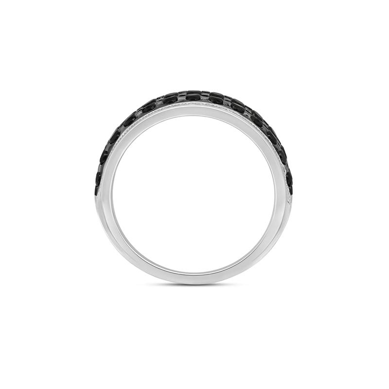 Men&#39;s Black Diamond Two-Row Ring in Sterling Silver – Image 2 of 3