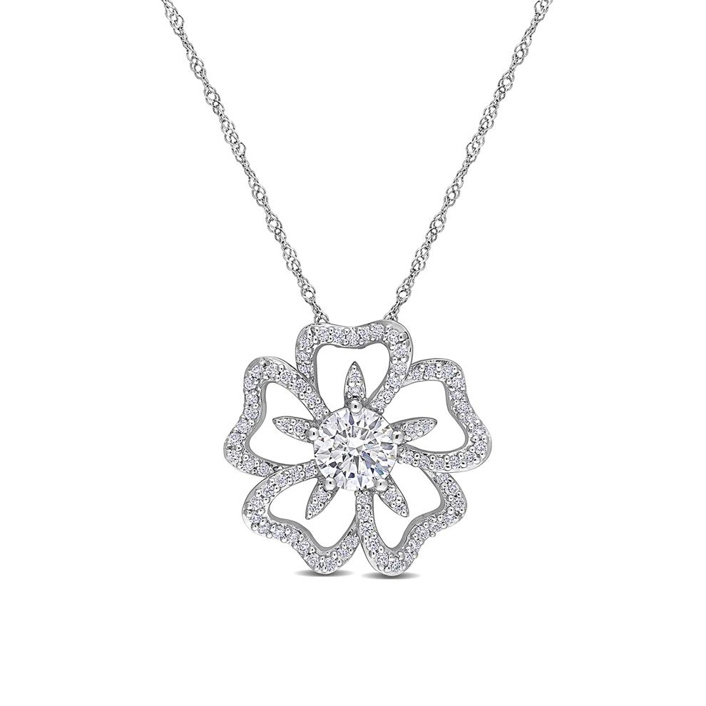 Moissanite Flower Necklace in Sterling Silver (1 1/10 ct. dew) – Image 1 of 4