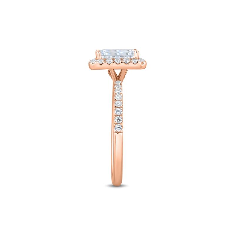 Lab Grown Diamond Emerald-Cut Halo Engagement Ring in 14K Rose Gold &#40;2 ct. tw.&#41; – Image 3 of 3