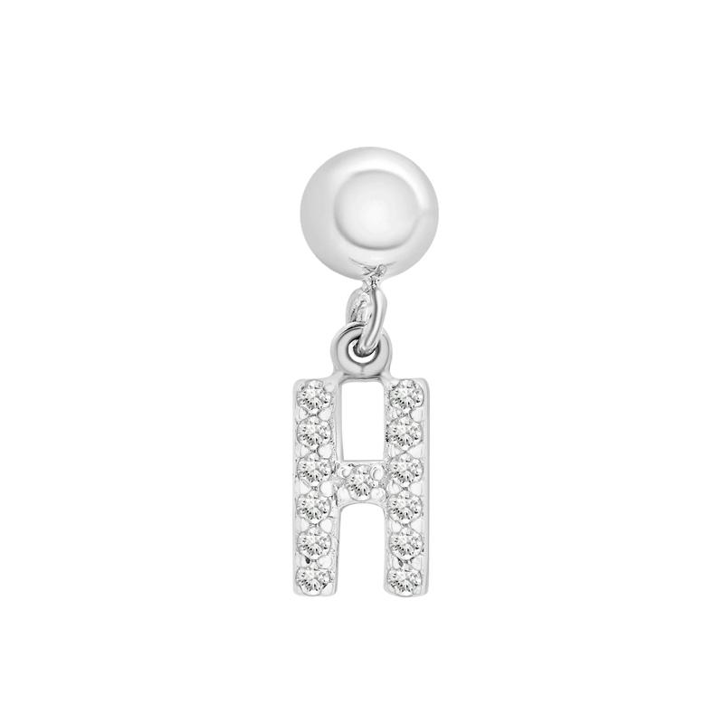 Diamond Accent H Initial Bead Charm in Sterling Silver – Image 1 of 3