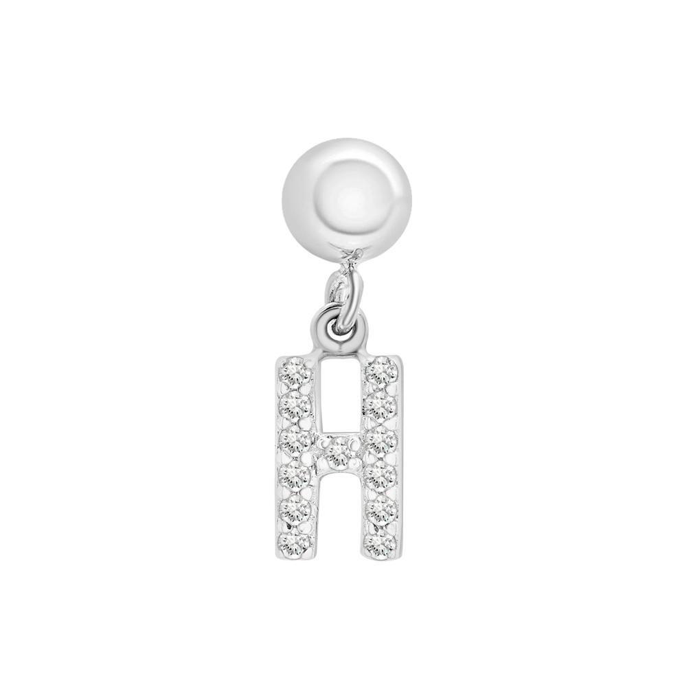 Diamond Accent H Initial Bead Charm in Sterling Silver – Image 1 of 3