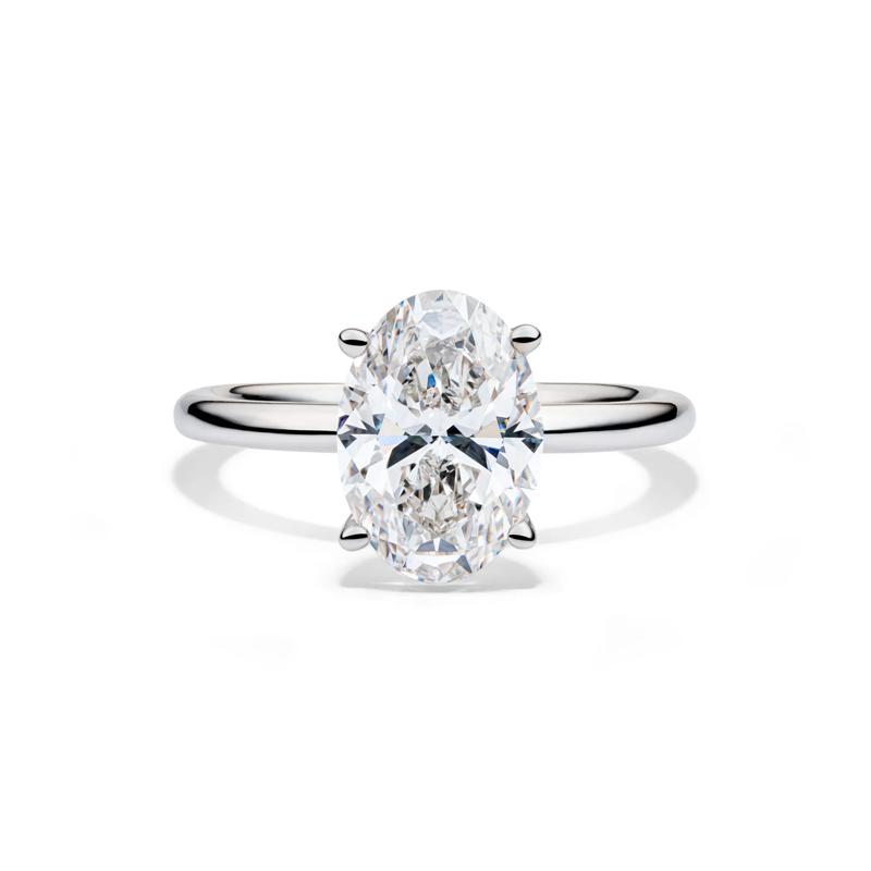 Lab Grown Diamond Oval Solitaire Engagement Ring in 14K White Gold &#40;3 ct.&#41; – Image 1 of 4