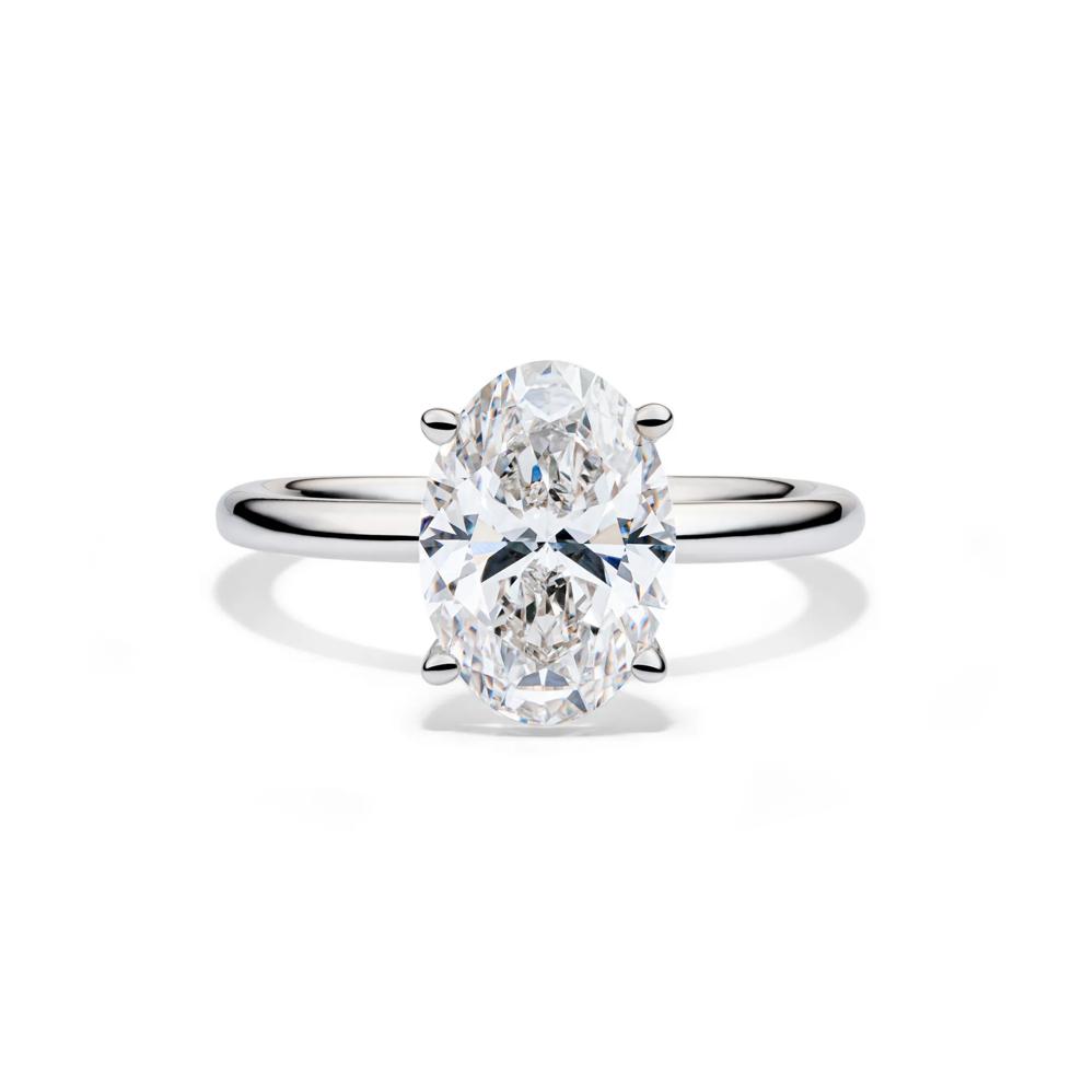 Lab Grown Diamond Oval Solitaire Engagement Ring in 14K White Gold (3 ct.) – Image 1 of 4
