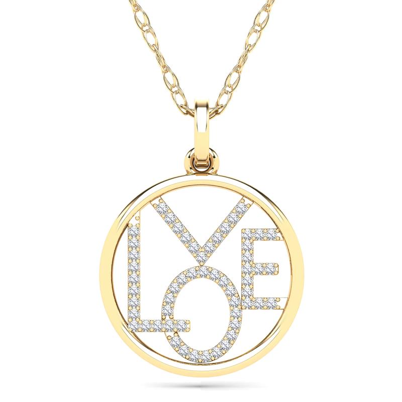 Diamond Love Pendant in 14K Yellow Gold &#40;1/10 ct. tw.&#41; – Image 1 of 4