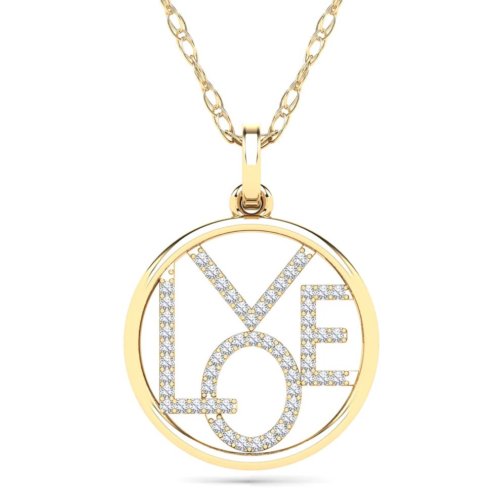 Diamond Love Pendant in 14K Yellow Gold (1/10 ct. tw.) – Image 1 of 4