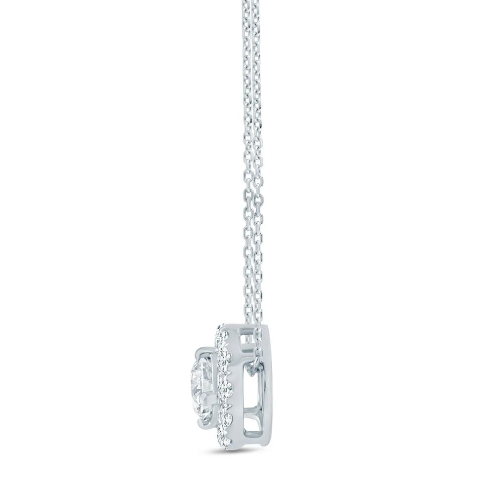 Lab Grown Diamond Halo Pendant in 14K White Gold (1/2 ct. tw.) – Image 2 of 3