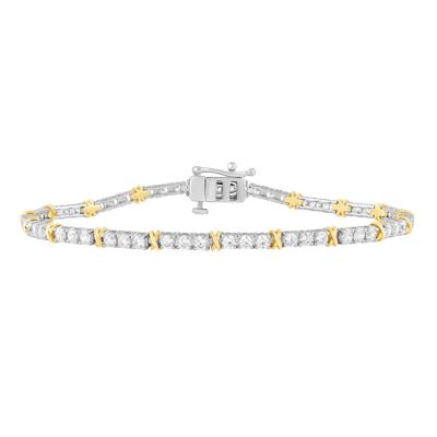 Diamond Line Bracelet in 10K White & Yellow Gold (3 ct. tw.)