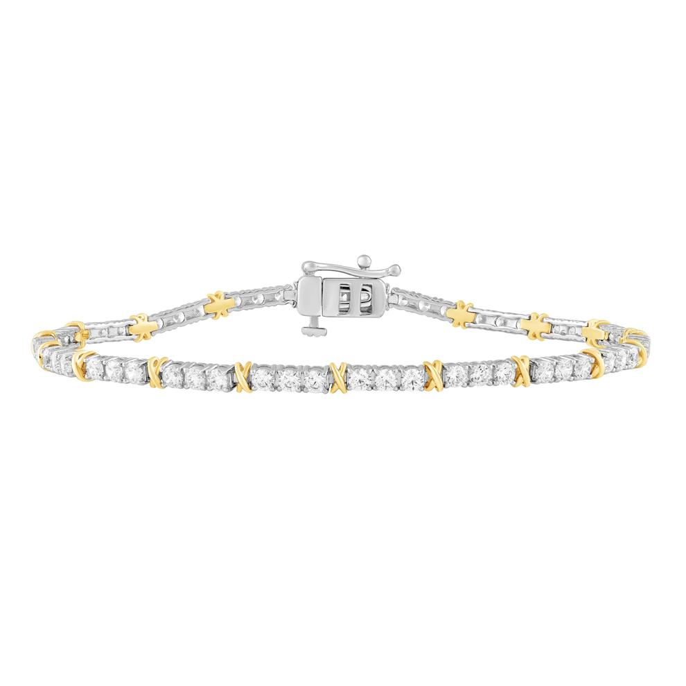 Diamond Line Bracelet in 10K White &amp; Yellow Gold (3 ct. tw.) – Image 1 of 1