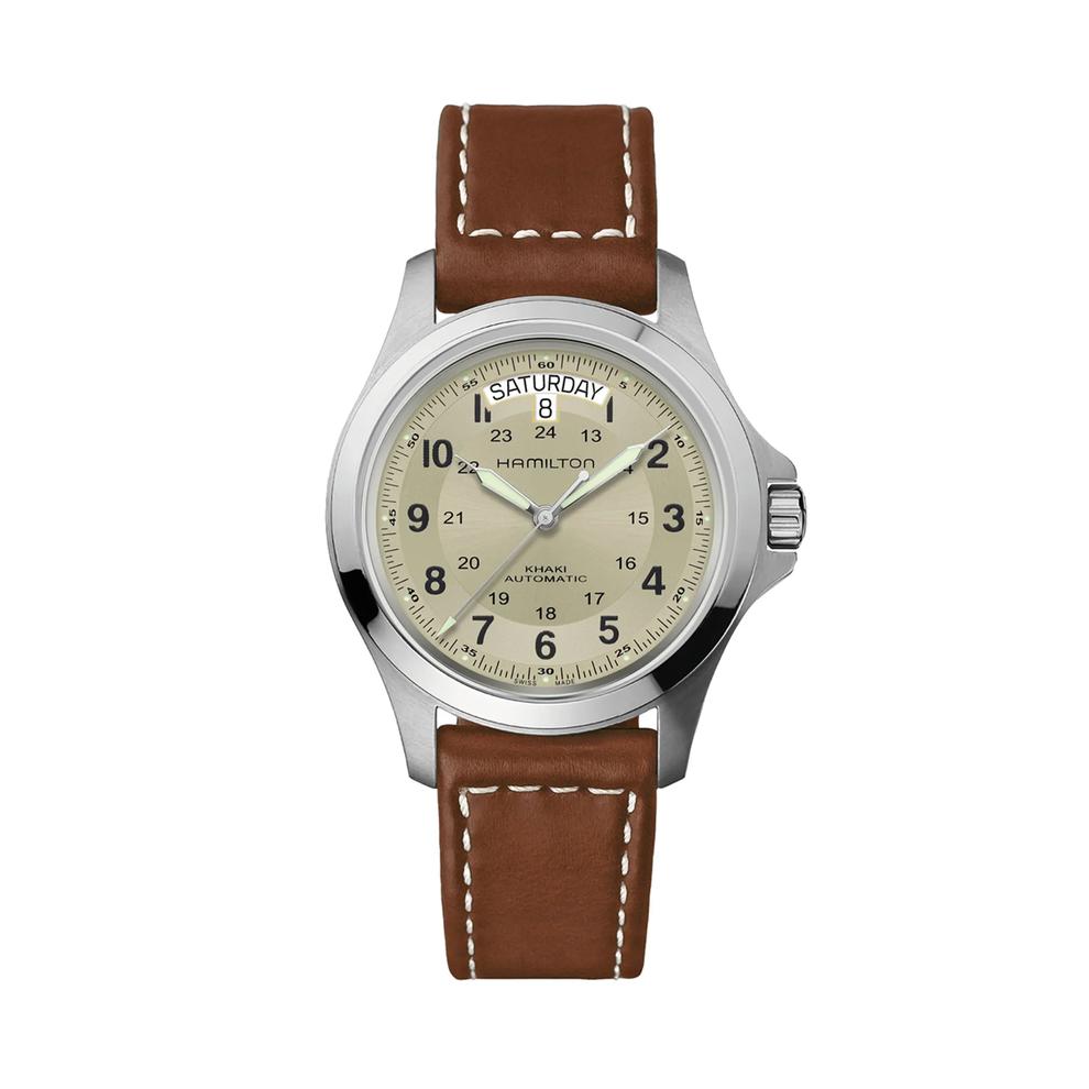 Khaki Field King Auto Watch with Brown Leather Strap – Image 1 of 3