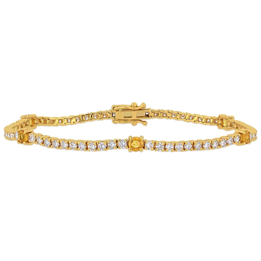 Yellow Sapphire &amp; Diamond Tennis Bracelet in 14K Yellow Gold (2 1/4 ct. tw.) – Image 1 of 5
