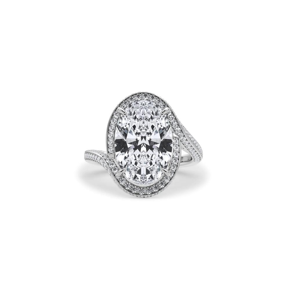 Lab Grown Diamond Oval Halo Engagement Ring in Platinum (5 5/8 ct. tw.) – Image 1 of 4