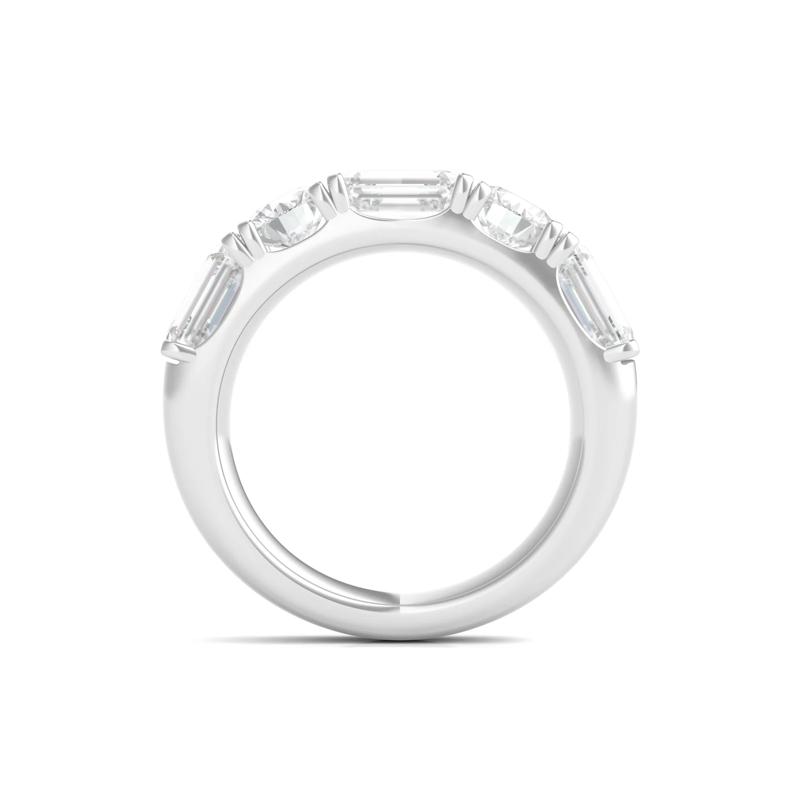 Round &amp; Emerald-Cut Lab Grown Diamond Five-Stone Band in 14K White Gold &#40;4 ct. tw.&#41; – Image 2 of 3