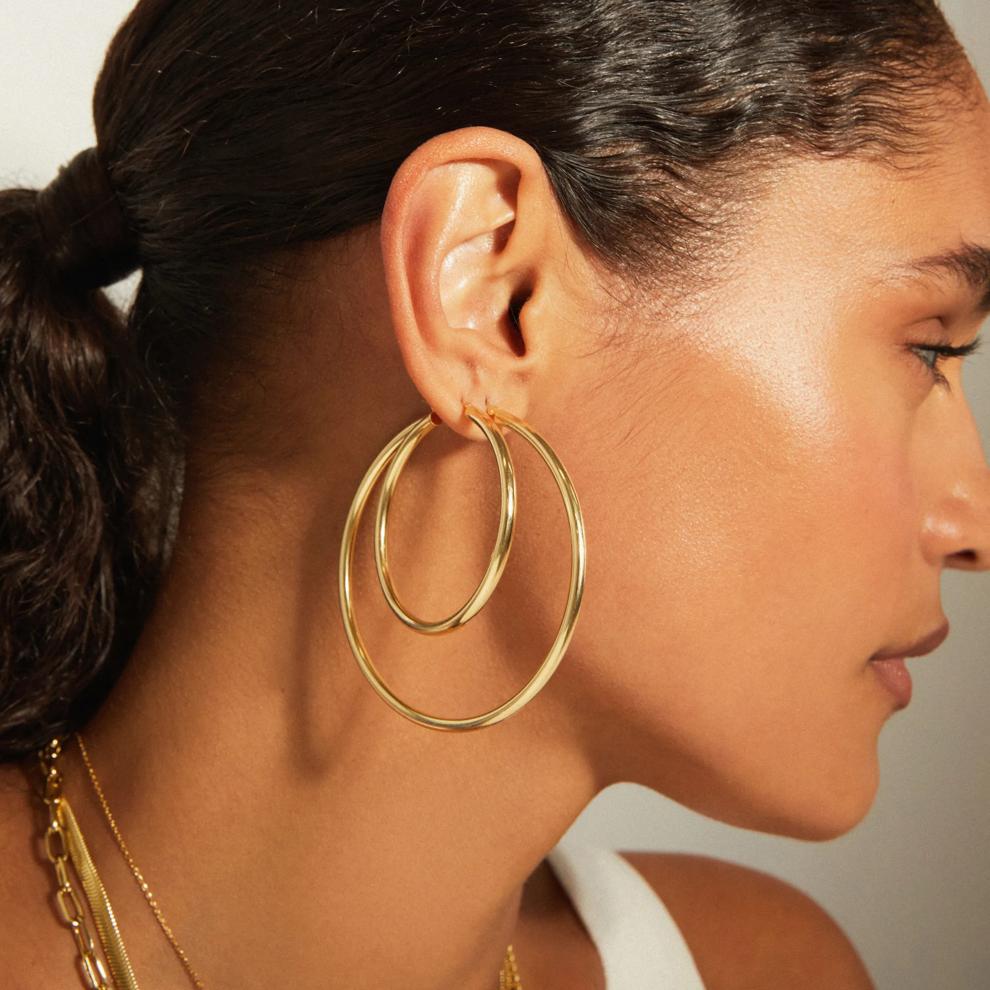 Hoop Earrings in Vermeil, 47MM – Image 2 of 7