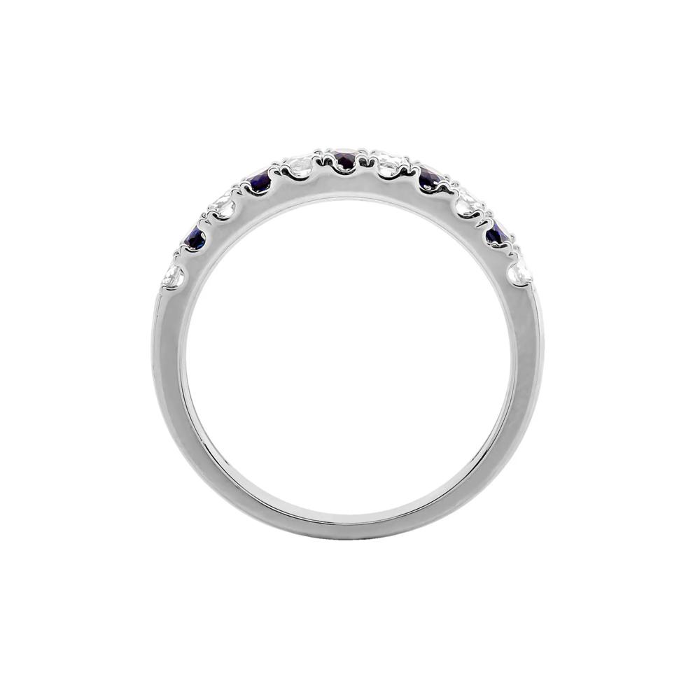 1/4 ct. tw. Diamond &amp; Sapphire Band in 10K White Gold – Image 2 of 3