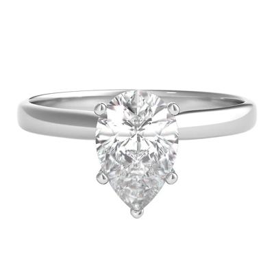 1 ct. tw. Diamond Pear Shaped Solitaire Engagement Ring in 14K White Gold