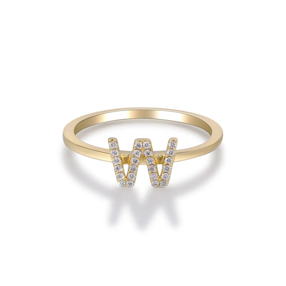 Diamond Accent "W" Initial Ring in 10K Yellow Gold – Image 5 of 5