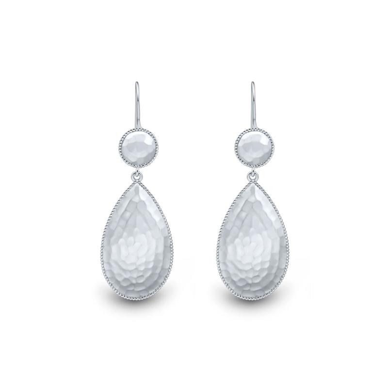 Hammered Teardrop Dangle Earrings in Sterling Silver – Image 2 of 2