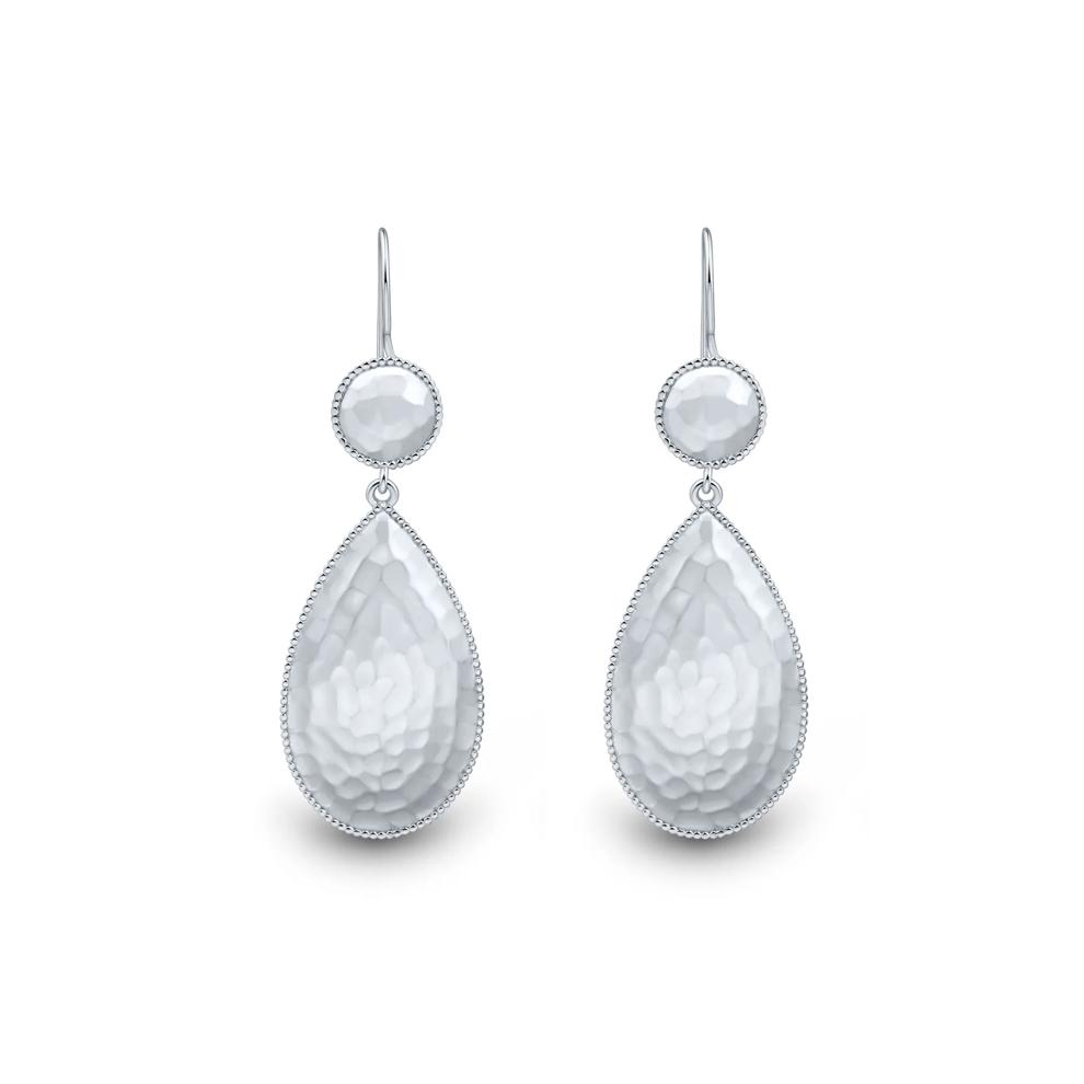 Hammered Teardrop Dangle Earrings in Sterling Silver – Image 2 of 2