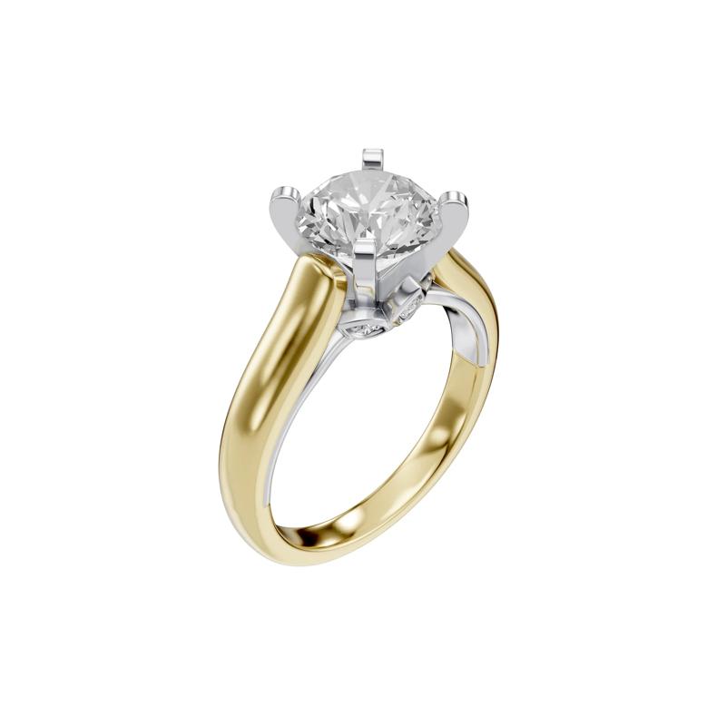 Lab Grown Diamond Accent Semi-Mount Engagement Ring in 14K White and Yellow Gold &#40;Setting Only&#41; – Image 7 of 8