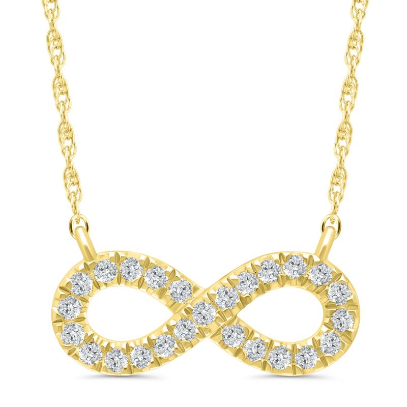 Diamond Infinity Pendant in 10K Yellow Gold &#40;1/10 ct. tw.&#41; – Image 1 of 3