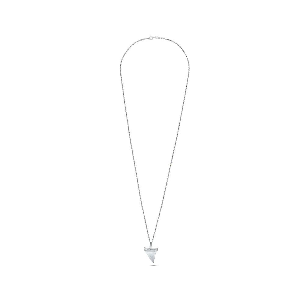 Men's Diamond Shark's Tooth Pendant Necklace in Sterling Silver (1/8 ct. tw.) – Image 3 of 4