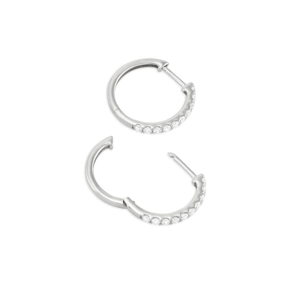 Lab Grown Diamond Huggie Hoop Earrings in 14K White Gold (1/2 ct. tw.) – Image 2 of 3