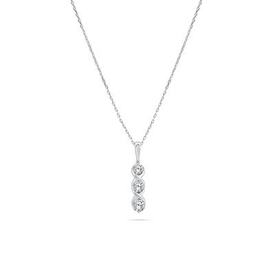 Diamond Three-Stone Linear Pendant in 10K White Gold (5/8 ct. tw.)