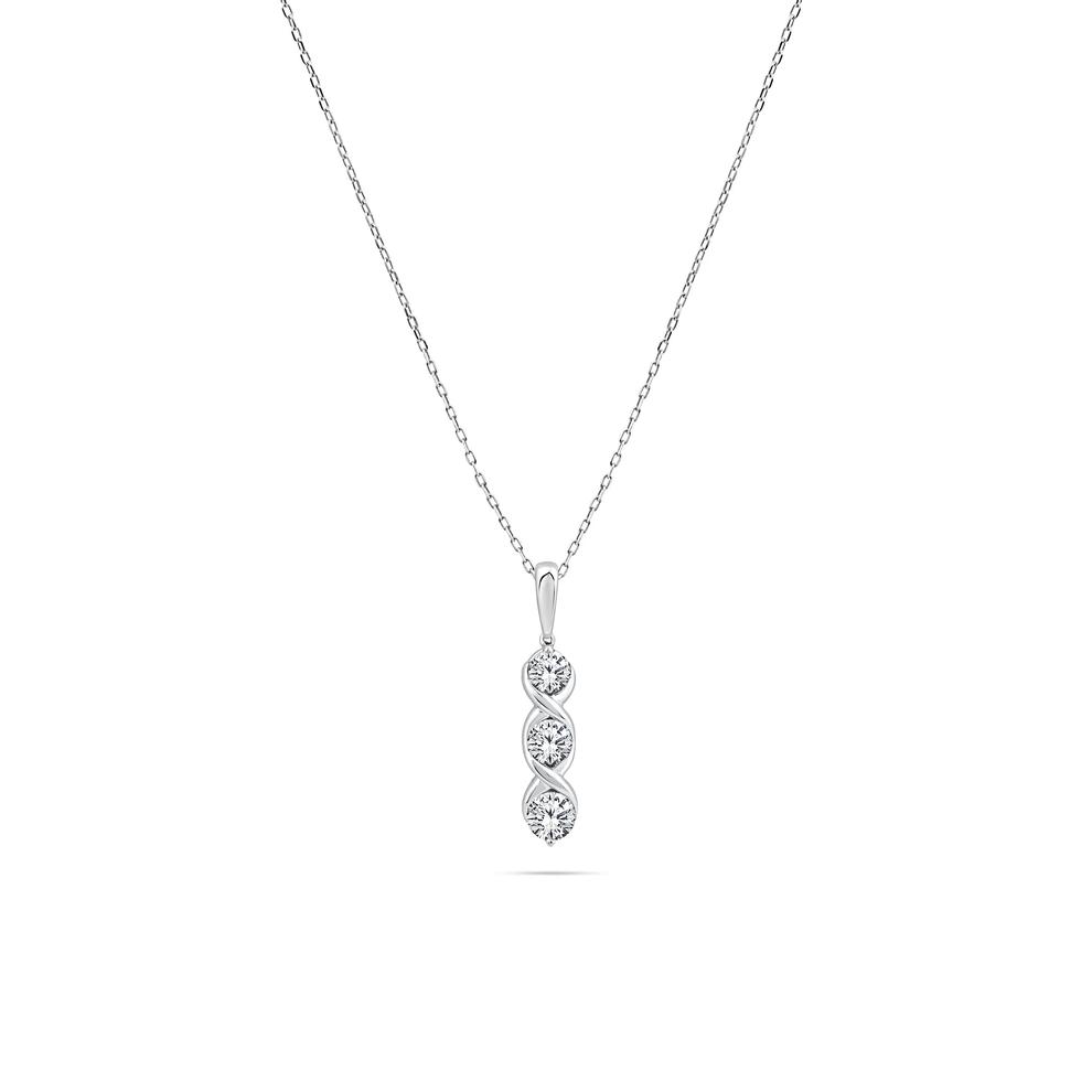 Diamond Three-Stone Linear Pendant in 10K White Gold (5/8 ct. tw.) – Image 1 of 4