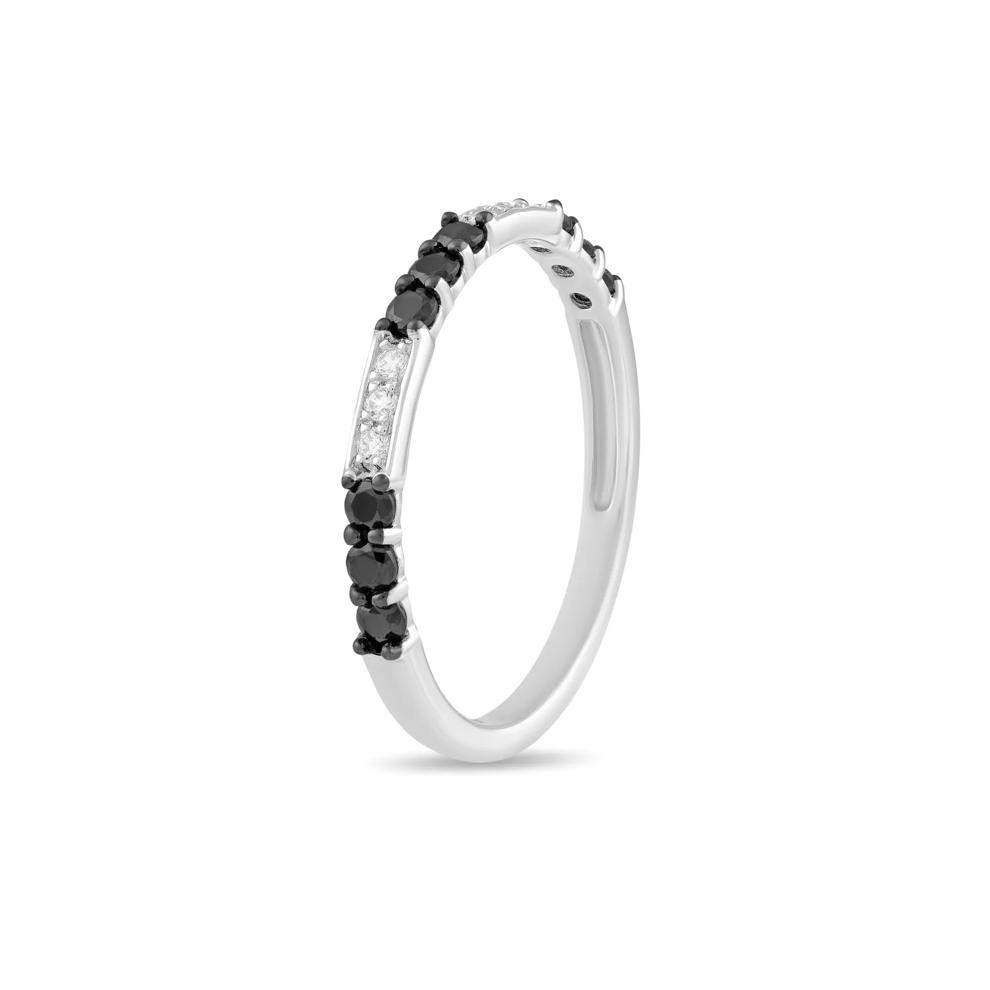 Black &amp; White Diamond Stack Band in Sterling Silver (1/3 ct. tw.) – Image 4 of 4