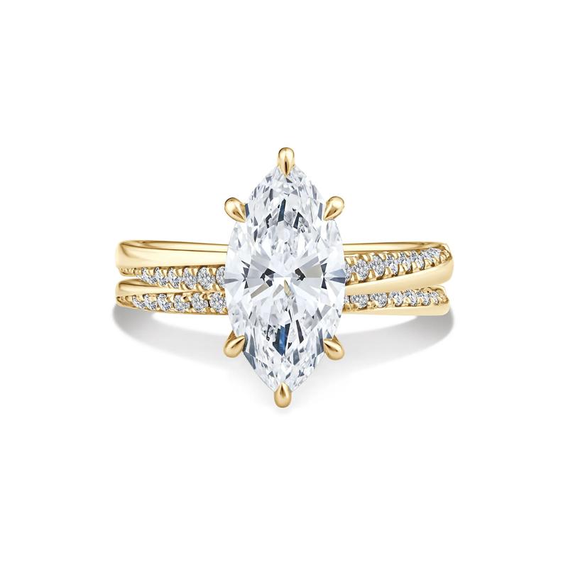 Lab Grown Diamond Marquise Engagement Set in 18K Yellow Gold &#40;3 ct. tw.&#41; – Image 1 of 6