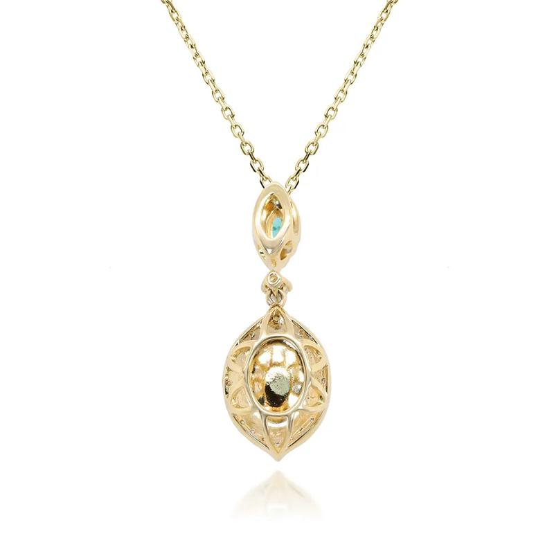 Opal, Emerald &amp; Diamond Pendant in 10K Yellow Gold &#40;1/5 ct. tw.&#41; – Image 3 of 3