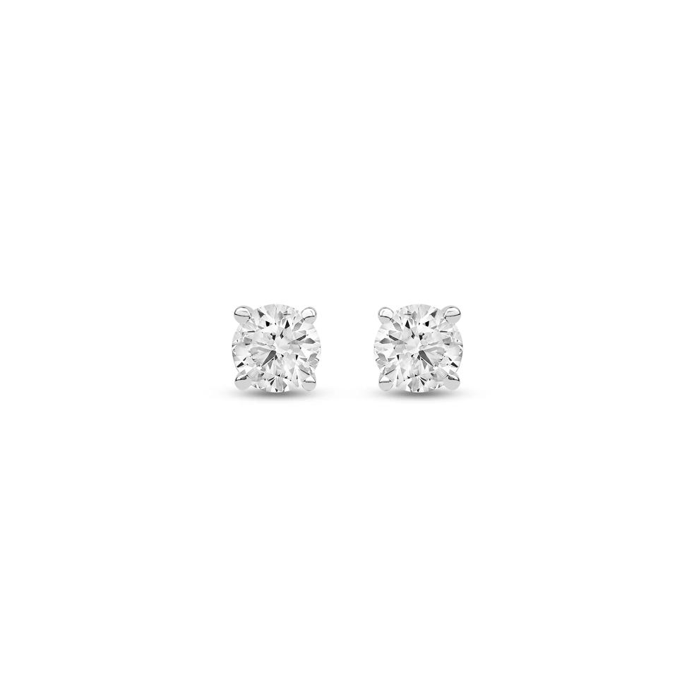 Lab Grown Diamond Round Solitaire Stud Earrings in 14K White Gold (1/2 ct. tw.)  – Image 2 of 3