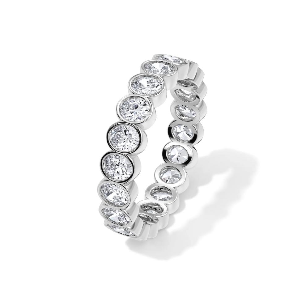Lab Grown Diamond Oval Bezel Eternity Band in 14K White Gold (2 ct. tw.) – Image 4 of 5