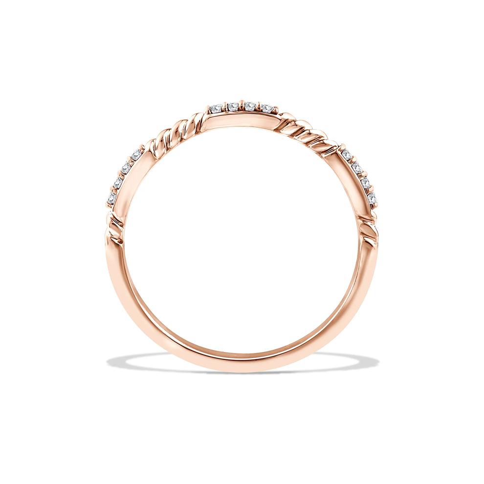 Diamond Twist Stack Wedding Band in 10K Rose Gold (1/10 ct. tw.) – Image 2 of 4