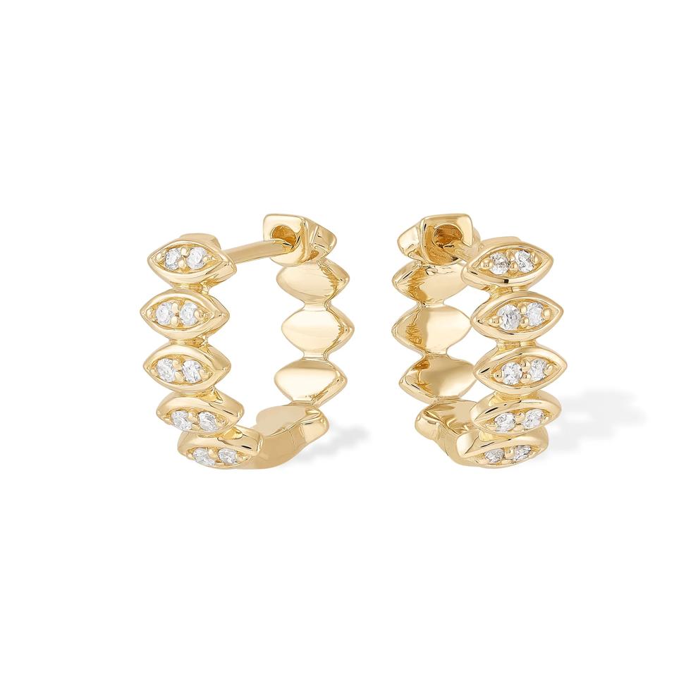 Diamond Faux Marquise Huggie Hoop Earrings in 10K Yellow Gold (1/10 ct. tw.) – Image 1 of 2