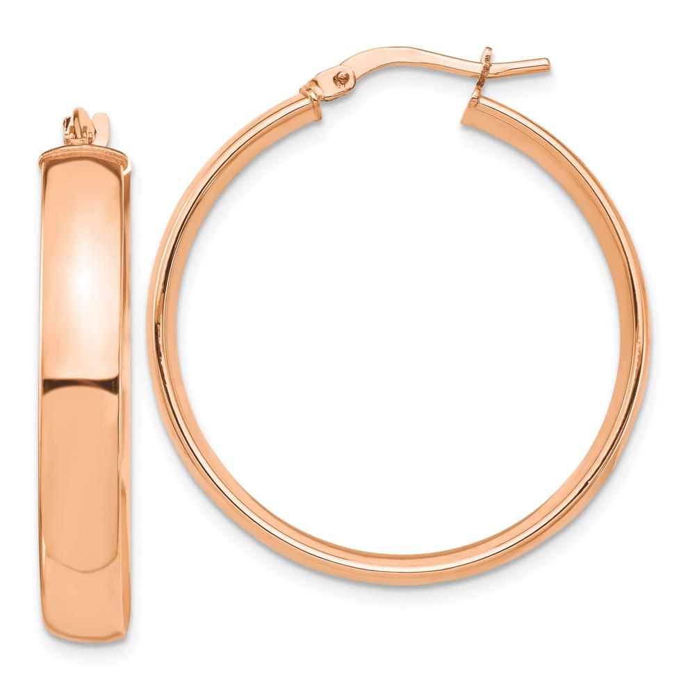 Polished Hoop Earrings in 14K Rose Gold, 30MM – Image 2 of 2
