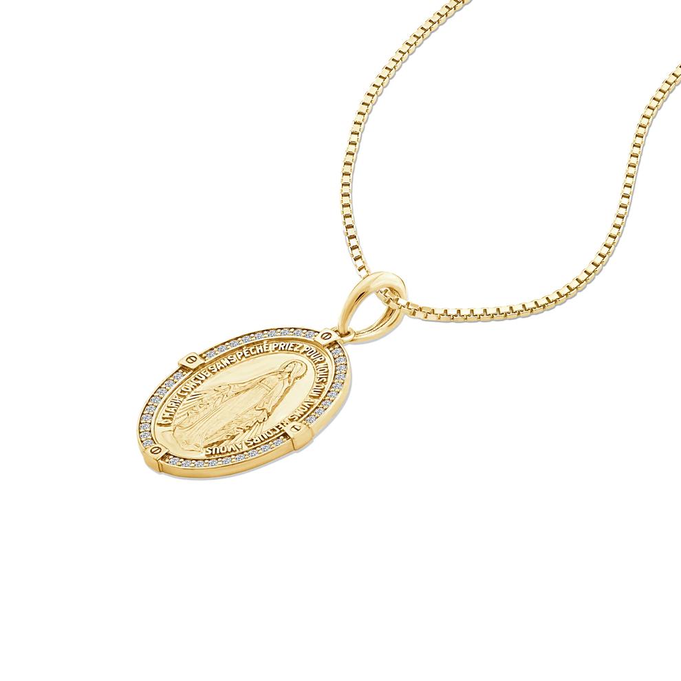 Men's Diamond Lady of Guadalupe Pendant Necklace in 10K Yellow Gold (1/2 ct. tw.) – Image 4 of 4