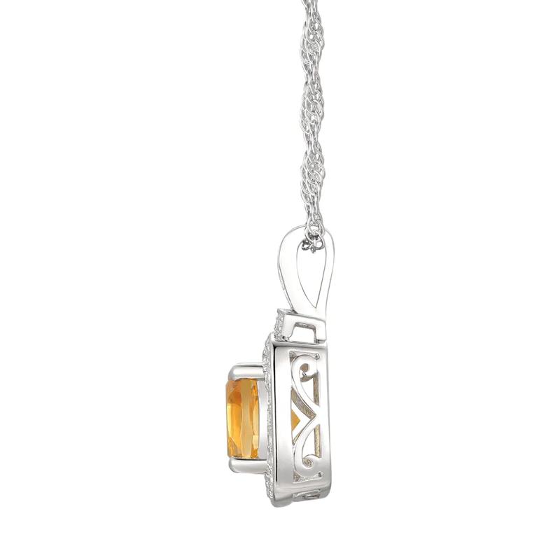 Cushion-Cut Citrine &amp; Lab Created White Sapphire Earring, Pendant &amp; Ring Set in Sterling Silver – Image 6 of 9
