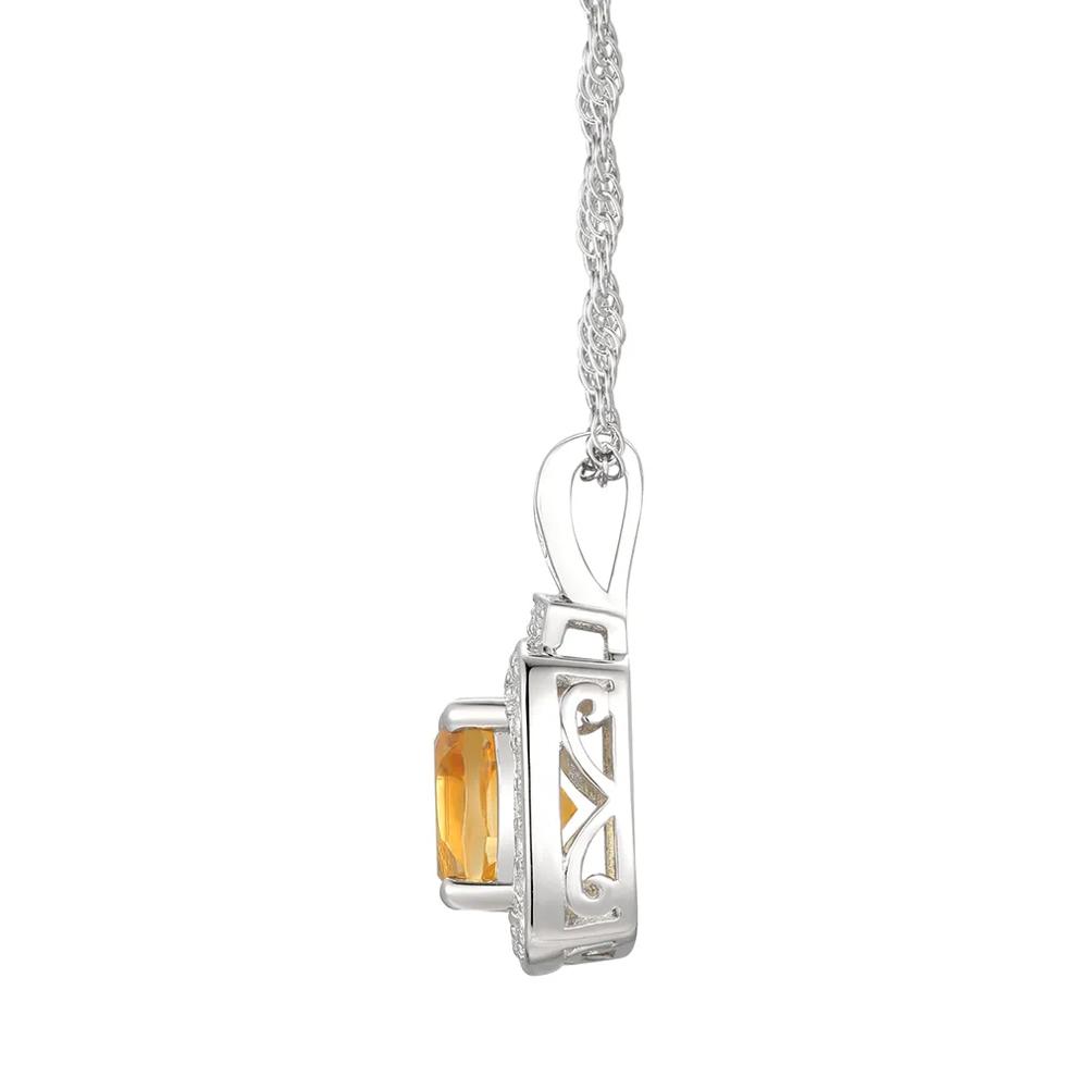 Cushion-Cut Citrine &amp; Lab Created White Sapphire Earring, Pendant &amp; Ring Set in Sterling Silver – Image 6 of 9