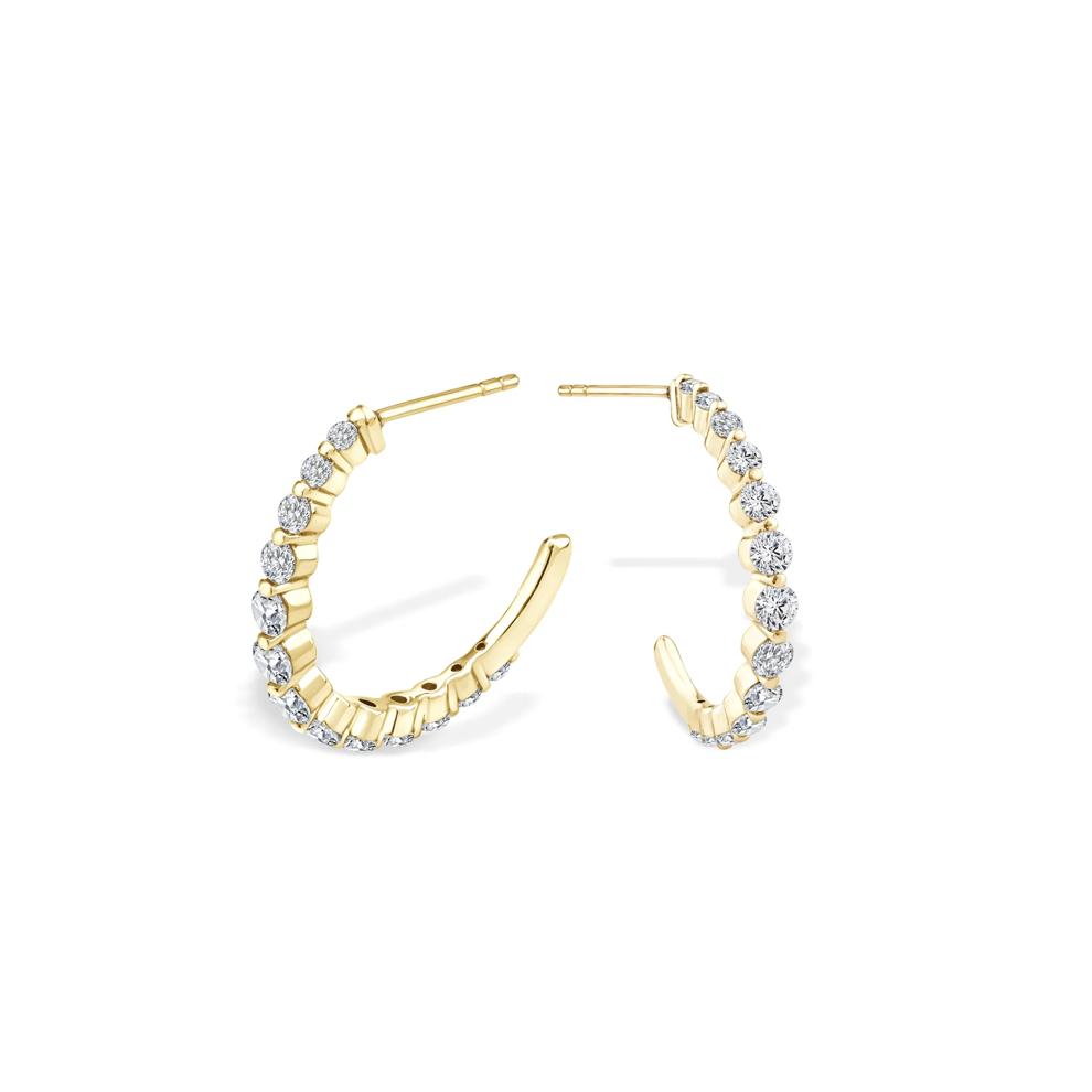 Diamond Graduated J-Hoop Earrings in 10K Yellow Gold (1 ct. tw.) – Image 1 of 2