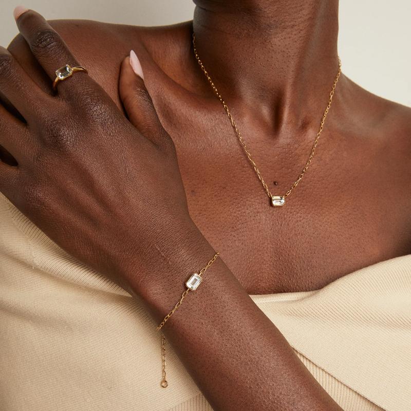 Green Amethyst Emerald-Cut Necklace in Vermeil – Image 5 of 7