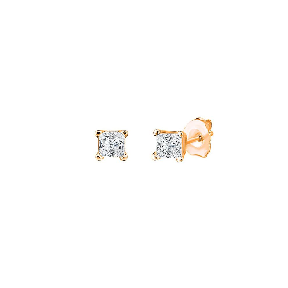 Diamond Princess Cut Stud Earrings in 14K Rose Gold (1/7 ct. tw.)  – Image 1 of 2