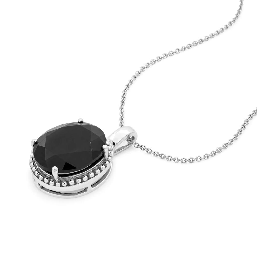 Onyx Beaded Oval Pendant in Sterling Silver – Image 4 of 4