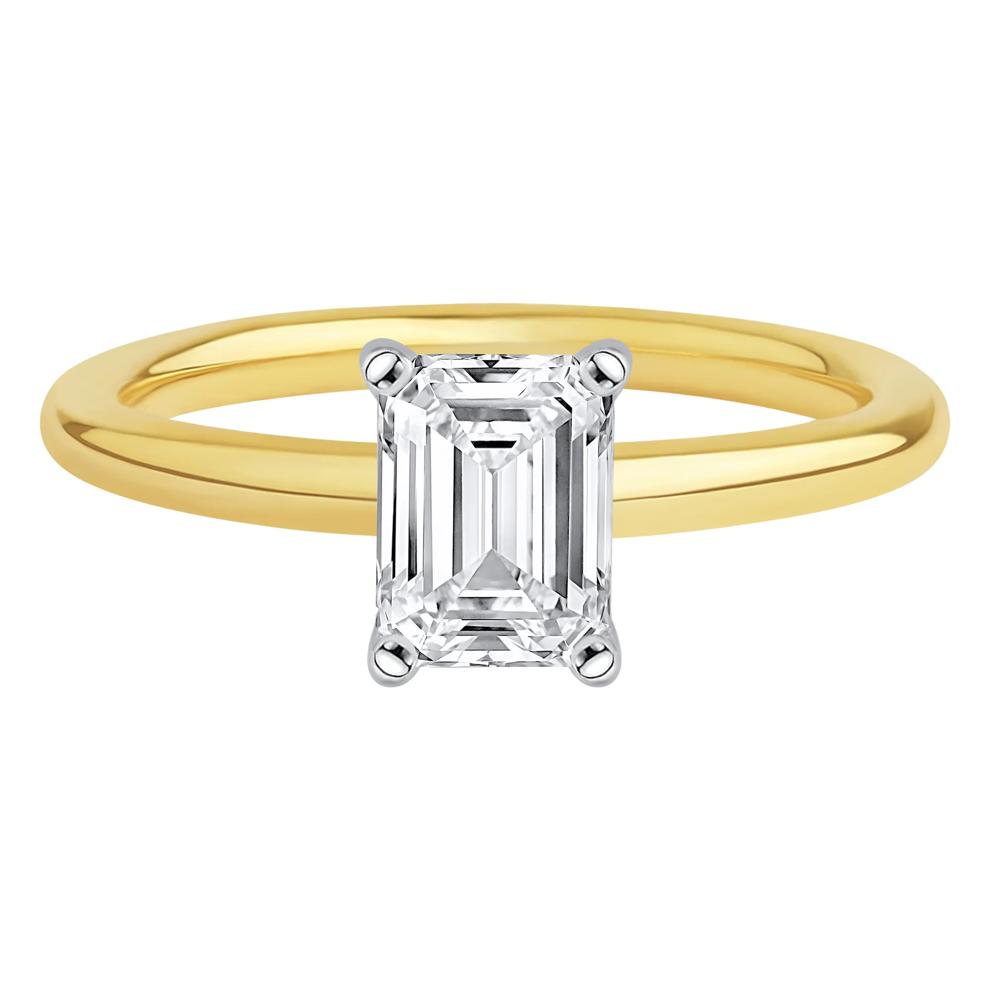 Lab Grown Diamond Emerald-Cut Solitaire Ring in 14K Yellow Gold (1 ct.) – Image 1 of 5