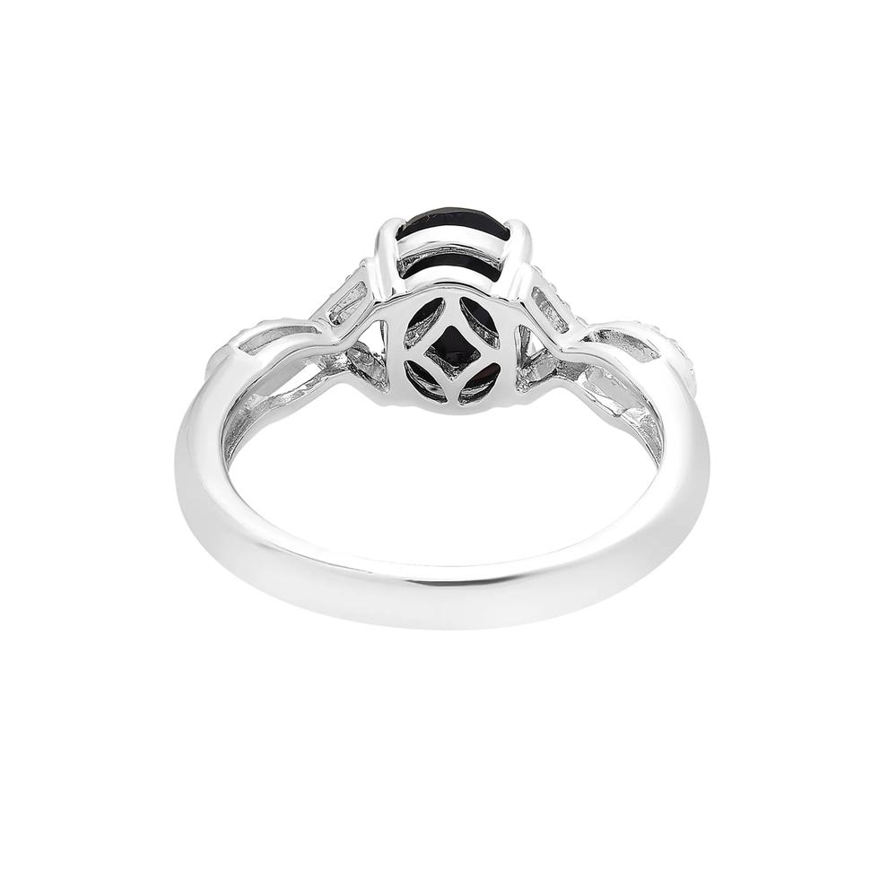 Oval Black Onyx Ring with Diamond Accents in Sterling Silver – Image 5 of 5