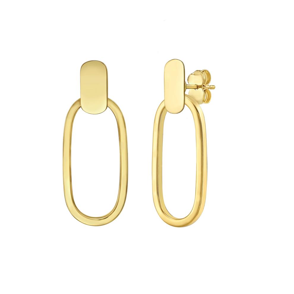 Paperclip Stud &amp; Earring Jacket Drop Earrings in 14K Yellow Gold – Image 1 of 3