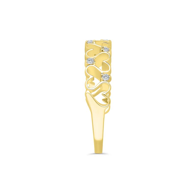 Diamond Open Heart Band in 10K Yellow Gold &#40;1/8 ct. tw.&#41; – Image 3 of 3