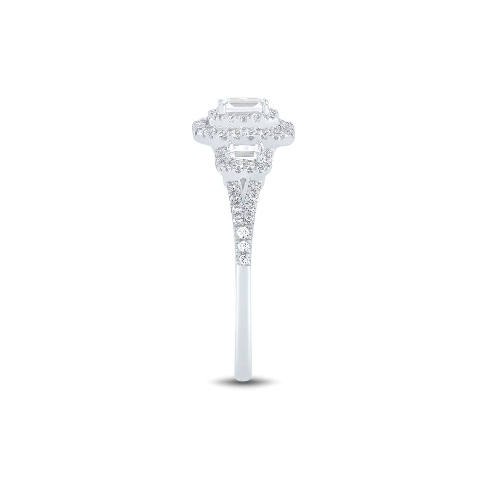 Diamond Emerald Three-Stone Engagement Ring in 14K White Gold (3/4 ct. tw.) – Image 3 of 3