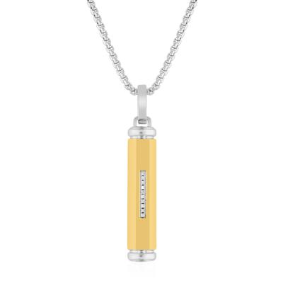 Men's Diamond Accent Stick Pendant in Vermeil